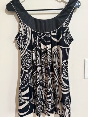 Heart Soul Black and ivory Printed Sleeveless Tank Top
